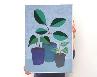 Three Houseplants / Acrylic Painting on Watercolor Paper / 2023