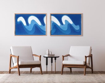 The Wave II / Unique Monotype Cyanotype on Watercolor Paper / 2025