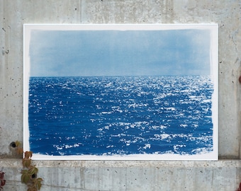 Day Time Seascape in Blue / Cyanotype on Watercolor Paper / Limited Edition / 2020