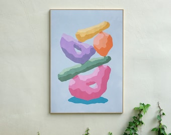 Rainbow Totem / Acrylic Painting on Watercolor Paper / 2024