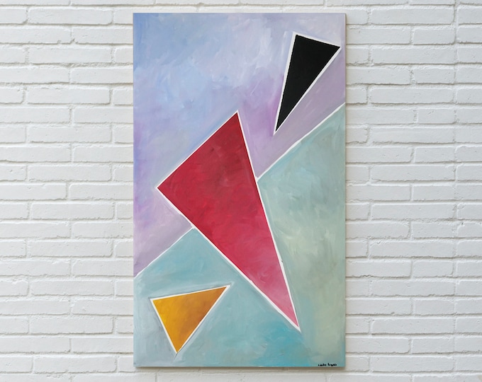 Diagonal Triangle Dream / Abstract Geometric Painting on Canvas / 2021