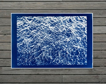 Pacific Ocean Currents / 28x40 in. / Cyanotype on Watercolor Paper / Limited Edition