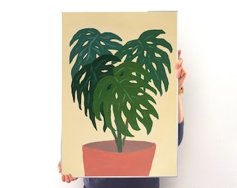 Monstera Plant / Acrylic Painting on Watercolor Paper / 2023