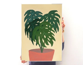 Monstera Plant / Acrylic Painting on Watercolor Paper / 2023