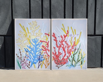 Colorful Corals II / Acrylic Painting and Gouache Crayon on Watercolor Paper / 2025