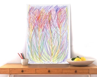 Wildflowers / Wax Crayon on Watercolor Paper / 2025