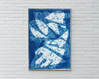 Smoky Jazz Bar / Unique Monotype Cyanotype on Watercolor Paper / 2025