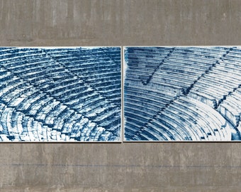 Diptych of Ancient Theatres / Cyanotype Print on Watercolor Paper / Limited Edition