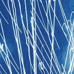 Large Diptych of Firework Lights, Blue and White City Lights, Minimal, Electrical Cyanotype on Watercolor Paper, Handmade, New Year's Eve image 8