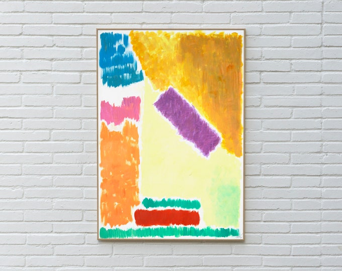 Pastel Geometric Landscape / Acrylic Painting on Paper / 2020