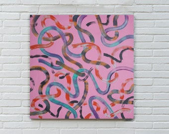 Art Deco Tones on Pink / Acrylic on Canvas / 2020