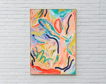 Flowing / Acrylic Painting and Oil Crayon on Watercolor Paper / 2025