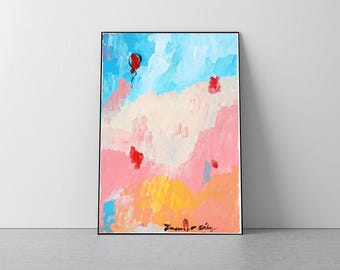 A Balloon Got Away / Acrylic Painting on Watercolor Paper / 2025