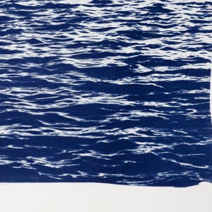 Blue Waves Seascape, Wall Art Cyanotype, Ocean Watercolor, Coastal Wall Art, Beach Decor, Waves Print, Beach Art, Sun Print, 50x70 cm image 5