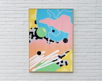 Abstract Shapes Updated #6 / Acrylic Painting and Spray on Watercolor Paper / 2024