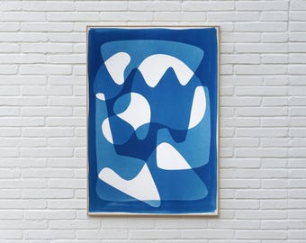 Mid Century Shapes XV / Unique Monotype on Watercolor Paper / 2025