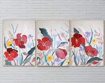 Poppies and Wildflowers IV / Acrylic Paint on Watercolor Paper / 2026
