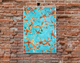 Starfish Universe / Mixed Media Monoprint on Paper / 2025