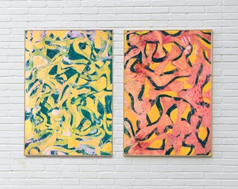 Joyous Sea 15 & 16  / Monotype on Watrercolor Paper / 2025