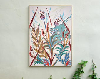 Tropical Garden VI / Acrylic Painting and India Ink on Watercolor Paper / 2025