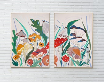 Springtime Mushroom Harvest I / Acrylic Painting on Watercolor Paper / 2'25