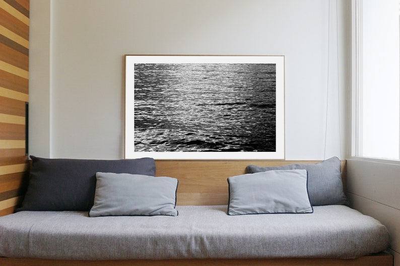 Black and White Limited Edition Giclée Print on Paper of Abstract Ripples under Moonlight, Minimal Seascape, Feng Shui Photo, Sugimoto Style image 6