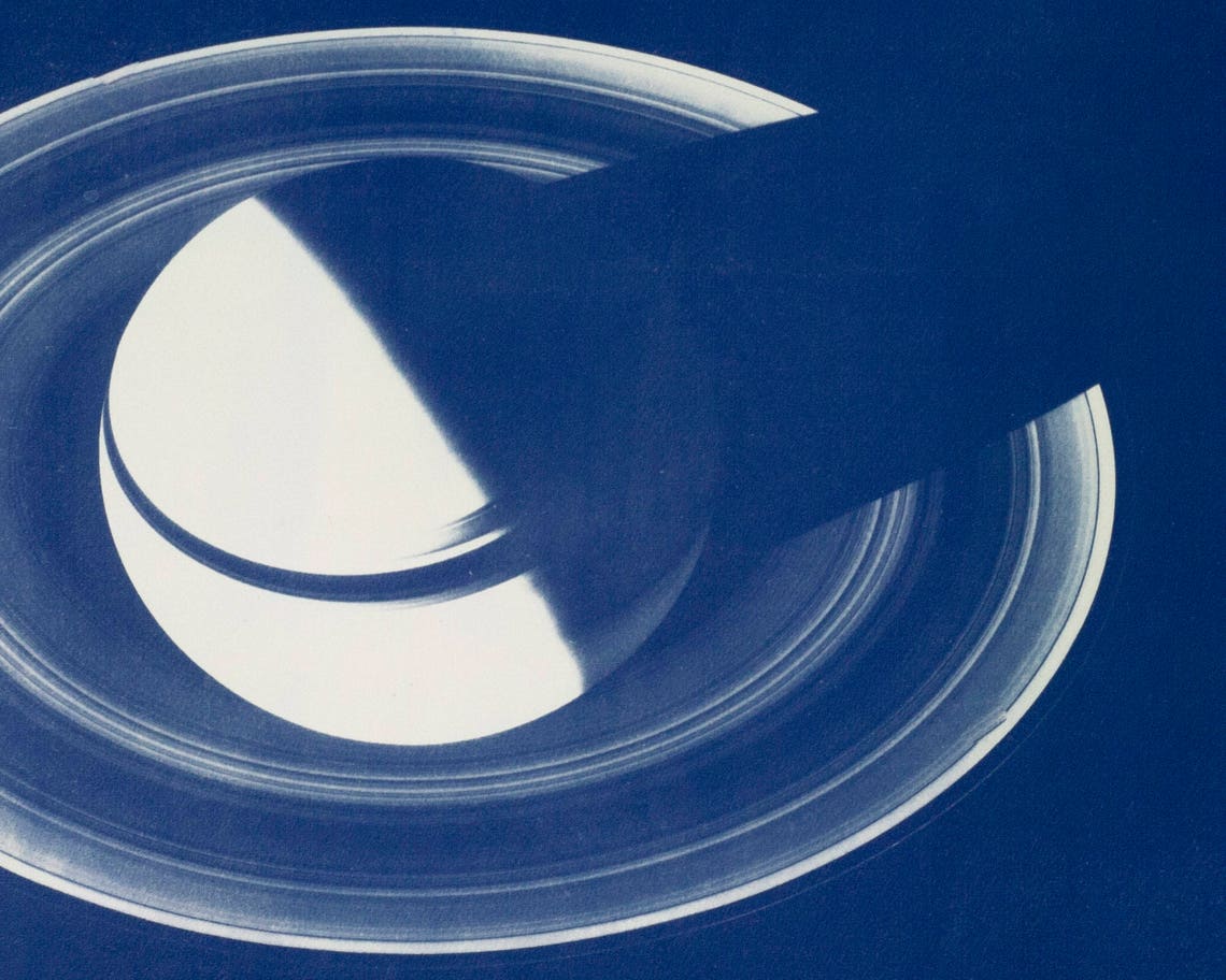 Planet Saturn with Rings Large Cyanotype Print Astronomy | Etsy