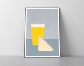 BLT Sandwich and Beer Acrylic Painting, Modern Kitchen Art, 28x20
