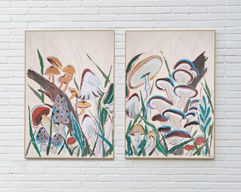 Springtime Mushroom Harvest II / Acrylic Painting on Watercolor Paper / 2025