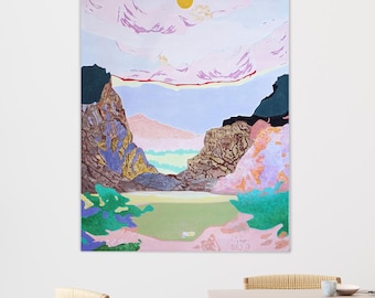 Over Peaks and Valleys / Acrylic Painting and Oil Crayon on Canvas / 2025