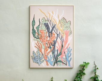 Abstract Coral Bloom / Gouache Painting on Watercolor Paper / 2025
