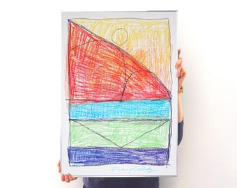 Wooden Architecture I / Wax Crayon on Watercolor Paper / 2025