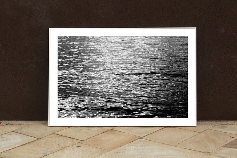 Black and White Limited Edition Giclée Print on Paper of Abstract Ripples under Moonlight, Minimal Seascape, Feng Shui Photo, Sugimoto Style image 4