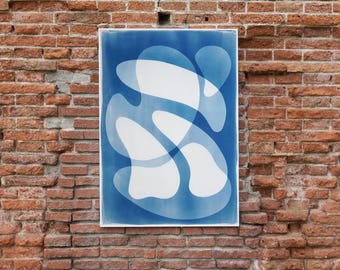 Rotating Mobile I / Monotype - Cyanotype on Watercolor Paper / 2025