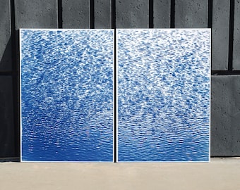 Cove Ripples Diptych / Cyanotype Diptych on Watercolor Paper / 100x140 cm / 2020