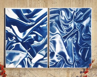 Late Night Adventurous Duo (of Silks) / 100x140 cm / Cyanotype on Watercolor Paper / Limited Edition of 20