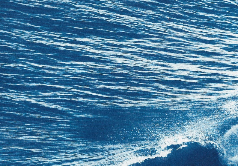 Nautical Cyanotype of a Long Wave in Venice Beach, Surf Art, Surf Wave, Contemporary Seascape, Meaningful Landscape, Coastal Design, Zen Art image 6