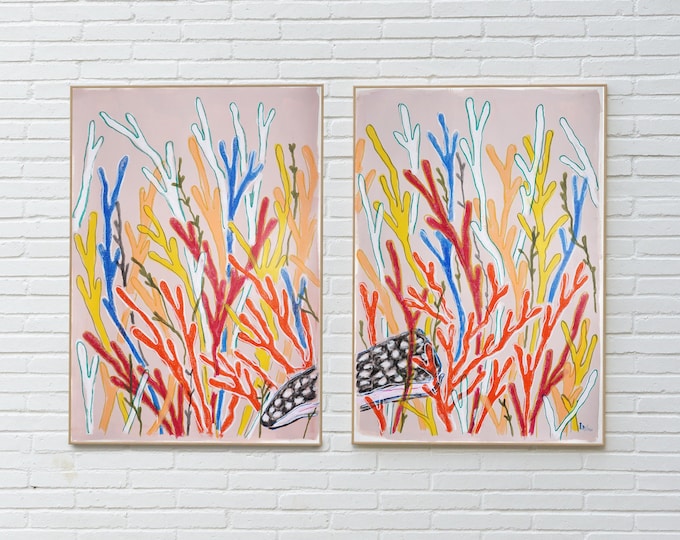 Featured listing image: Hidden Shell / Acrylic Painting and Gouache Crayon on Watercolor Paper / 2025