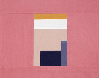 Spring Constructivist Window / Linen Fabric Patchwork / 2024
