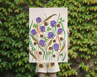 Lucky Dandelions / Acrylic Painting on Watercolor Paper / 2024