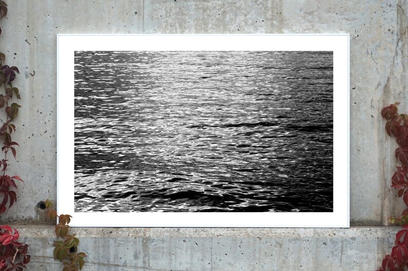 Black and White Limited Edition Giclée Print on Paper of Abstract Ripples under Moonlight, Minimal Seascape, Feng Shui Photo, Sugimoto Style image 3