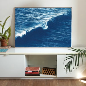 Nautical Cyanotype of a Long Wave in Venice Beach, Surf Art, Surf Wave, Contemporary Seascape, Meaningful Landscape, Coastal Design, Zen Art image 3