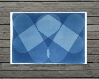 Symmetrical Icon / Handmade Monotype - Cyanotype on Watercolor Paper / 2022