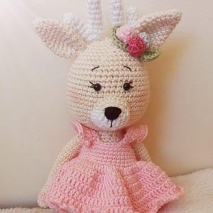 Crochet Deer Doll for Girls, Handmade Amigurumi Deer Toy, Soft Plush Animal Gift, Nursery Decor, Baby Shower Gift