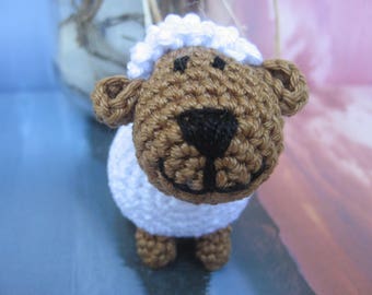 Amigurumi Schaf Schlüsselanhänger: winziger gehäkelter Lamm Anhänger