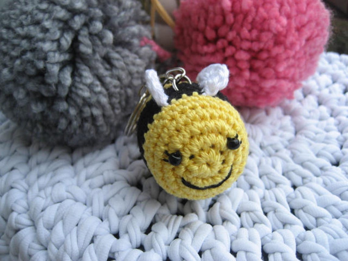 Amigurumi Bee keychain Bee keychain Bee keyring Plush bee Etsy