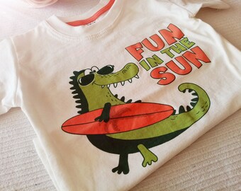 Boys Fun T Shirt Children Alligator 