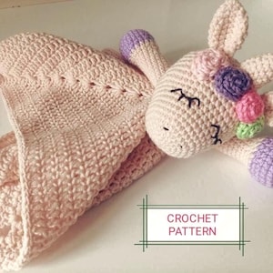 Sleepy Unicorn Lovey Crochet Pattern -Easy Crochet Blanket Baby Toy, DIY Unicorn Security Blanket Pattern