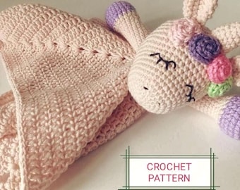 Sleepy Unicorn Lovey Crochet Pattern – Instant Download Baby Blanket Security Blanket Pattern – Beginner Friendly Amigurumi Unicorn Blanket