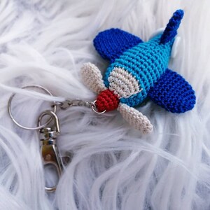 Handmade Crochet Airplane Keychain: Pilot Gift, Kids Bag Charm